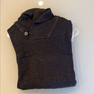 Calvin Klein Mens Charcoal Grey Shawl Collar with Button Sweater Size Large